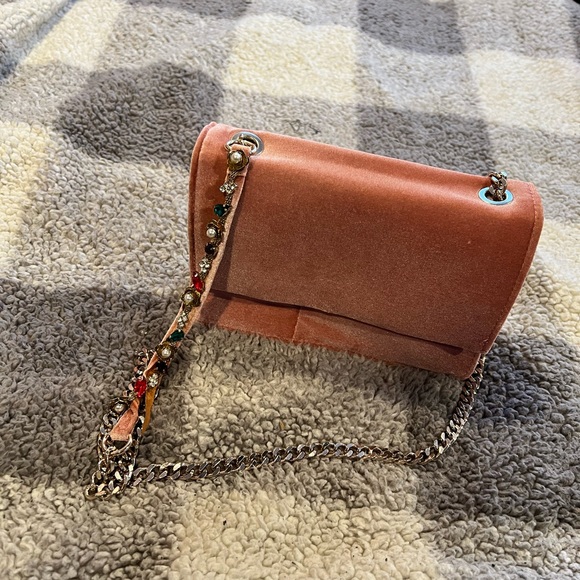 Zara Handbags - Zara Pink Velvet Purse